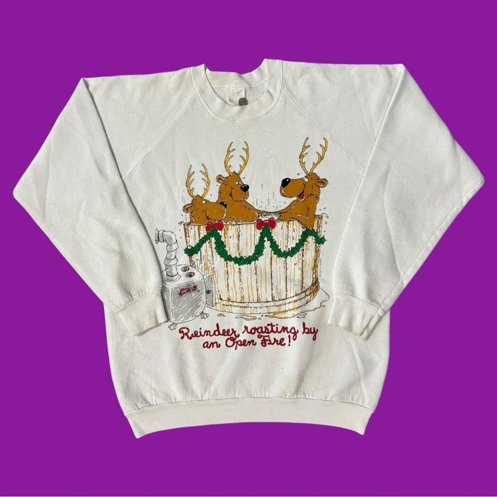 90s “Reindeer Roasting by an Open Fire” Sweatshirt